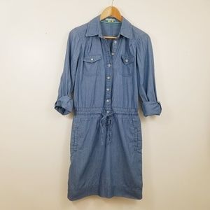 Boden Chambray Dress 4R Shirtdress Drawstring UK8R